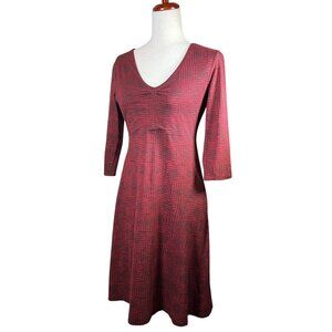 Toad&Co Rosalinda Dress Small S Red Tribal Geometric Print V Neck Organic Cotton